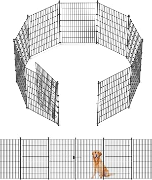 Garden Fence Animal Barrier with Gate 40inH x23ftL | 10Panels Heavy Duty Metal Wire No Dig Decor Fencing,Tall Outdoor Dog Safety Fences with Stake,Temporary Edging for Yard