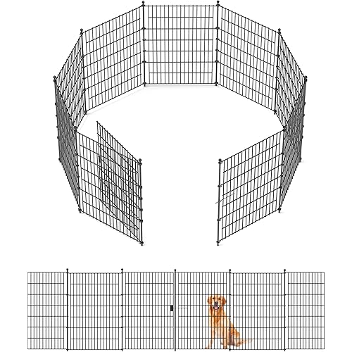 Garden Fence Animal Barrier with Gate 40in(H) x23ft(L) 10Panels Heavy Duty Metal Wire No Dig Decor Fencing,Tall Outdoor Dog Safety Fences with Stake,Temporary Edging for Yard