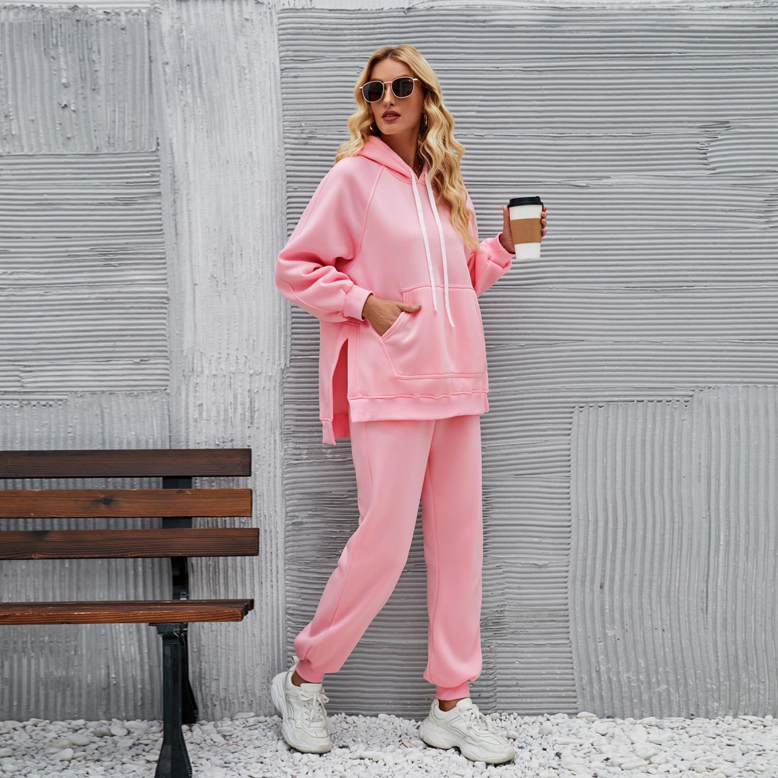 Momuk Completi Insiemi di Tute e Felpe per Donne 2 Pezzi Top con Cappuccio Felpa a Maniche lunghe con Pantaloni Cargo Set Tuta con Cappuccio