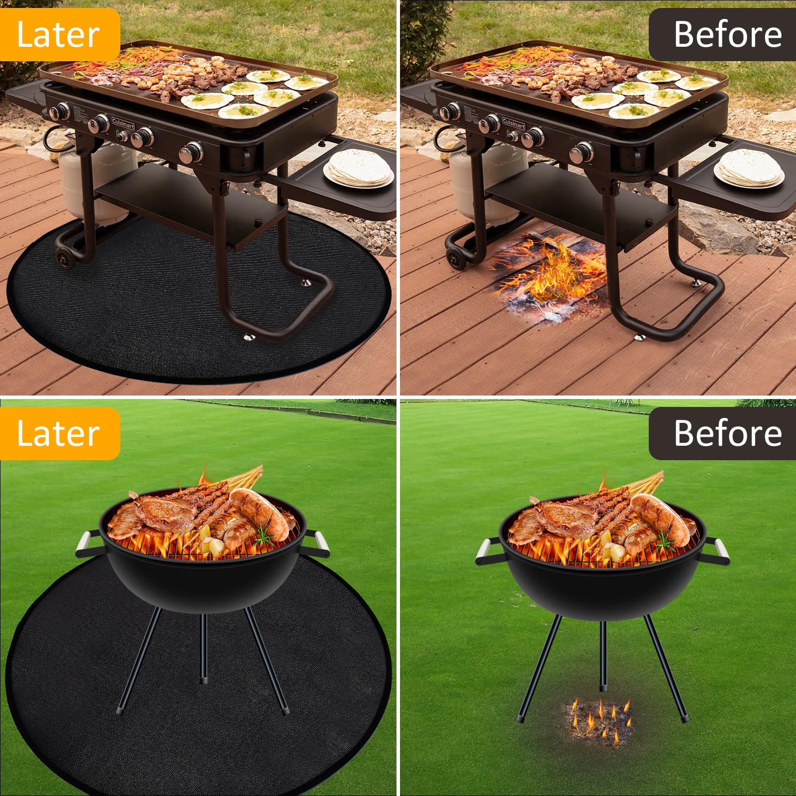 MUXHEL Vuurvaste onderlegger, 122 x 76 cm grillmat vloerbescherming, hittebeschermingsmat, vuurvaste mat, vloerbeschermingsmat grill, vuurvaste onderlaag, grillonderlegger, vloerbeschermingsmat