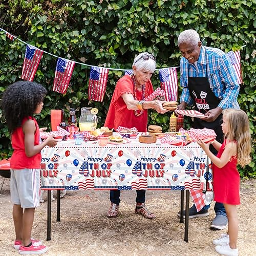 Miniatura 4 de Mantel del 4 de julio, mantel rectangular para fiesta patriótica, 3 piezas, con bandera americana, decoración para fiesta del 4 de julio, para