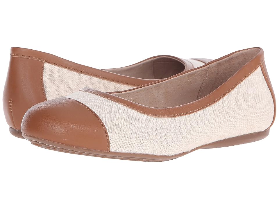 

SoftWalk Napa (Natural/Luggage Linen/Smooth Leather) Women's Flat Shoes, Brown