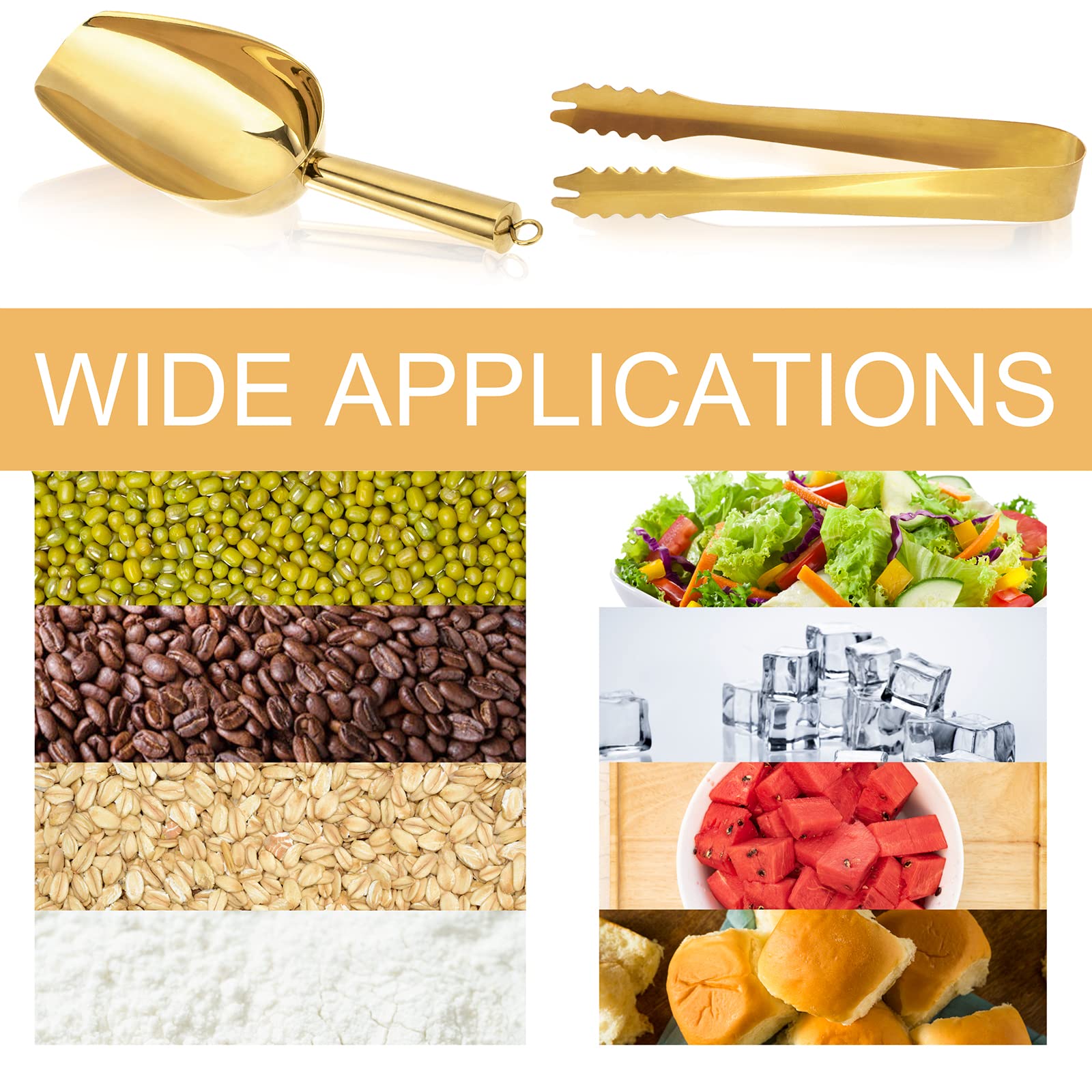 Lot De 5 Pelles à Bonbons Et Pinces à Glace En Acier Inoxydable Et 5 Pinces De Cuisine Pour Bar à Bonbons, Dessert, Buffet, Pain, Gâteau, Cuisine, Fête De Mariage, Barbecue