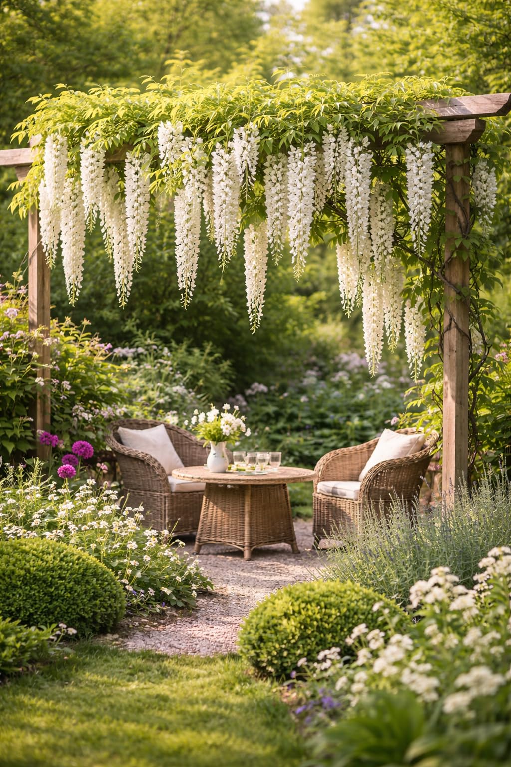 Weißer Blauregen Longissima Alba 180–200 cm – Wisteria floribunda, duftende Kletterpflanze, winterhart, rankend, ideal für Pergola, Garten & Fassade, stark wachsend
