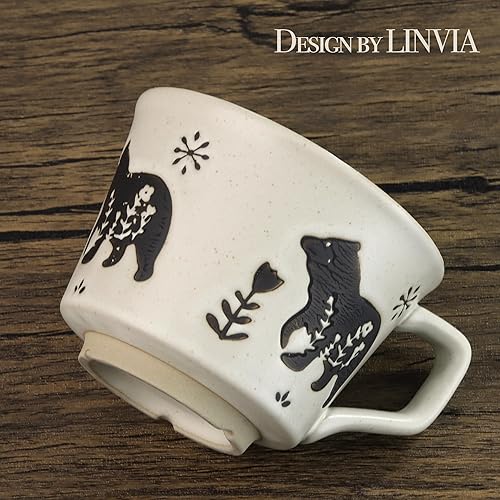 Miniatura 3 de Juego de 2 tazas de café de cerámica, 12 onzas, tazas de té únicas con mango grande, tazas para parejas para café con leche moca, capuchino expreso,