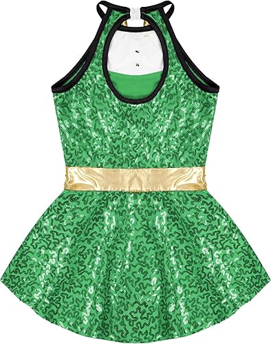 Miniatura 5 de JEATHA Vestido de leotardo de baile latino moderno de lentejuelas brillantes para niñas