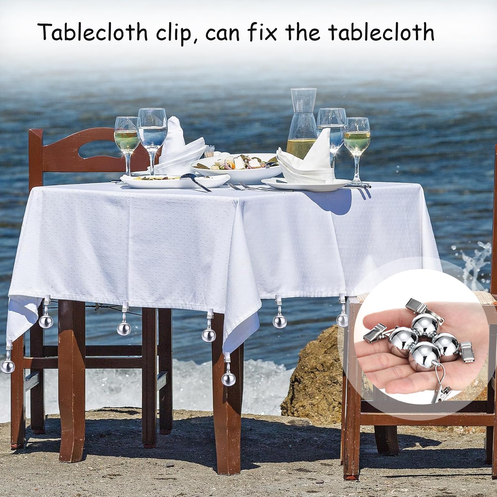 Attache Nappe de Table Exterieur Poids 4 Pièces Solide Coupe-Vent pour Rideaux Drapeaux