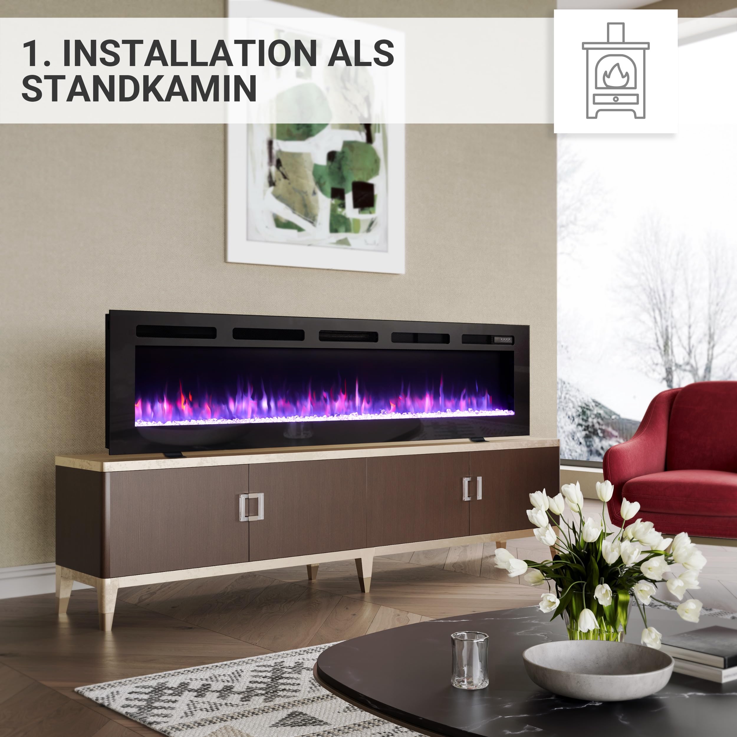 BALDERIA Elektrokamin Leif 60'' Schwarz