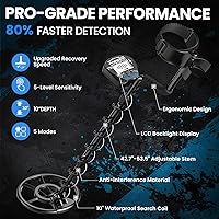 Vista 4 de DR.ÖTEK Detector de metales para adultos, impermeable, kit de detector de oro profesional con mayor precisión, bobina IP68 de 10 pulgadas, 5 modos