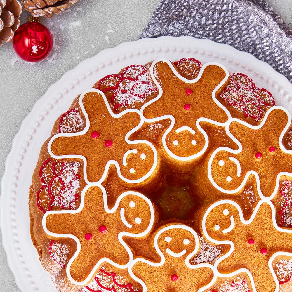 Aluguss-Kuchenform Gingerman - Birkmann - champagner, Ø 22 cm, 22,0 x 22,0 x 9,8 cm, Aluguss, Motivbackform Weihnachten, weihnachtliche Backform mit Antihaftbeschichtung, 200°C | x 9,8 cm, Aluguss, Motivbackform Weihnachten, weihnachtliche Backform mit An