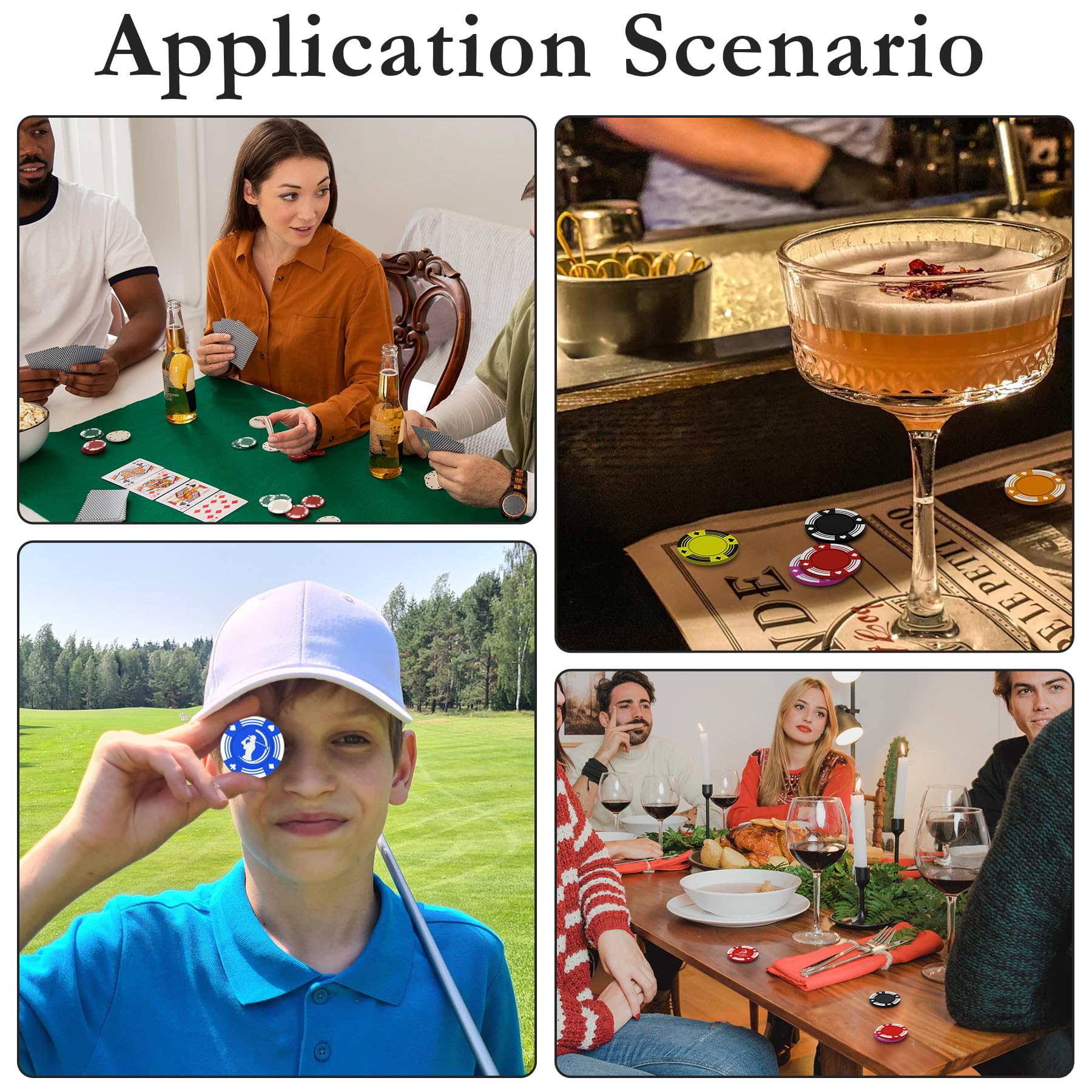 100 gettoni personalizzati, stampati a colori con il tuo logo, immagine o testo, 37 mm pesanti 2,7 grammi di fiches da poker per gettoni da bar, club di carte o mazze da golf