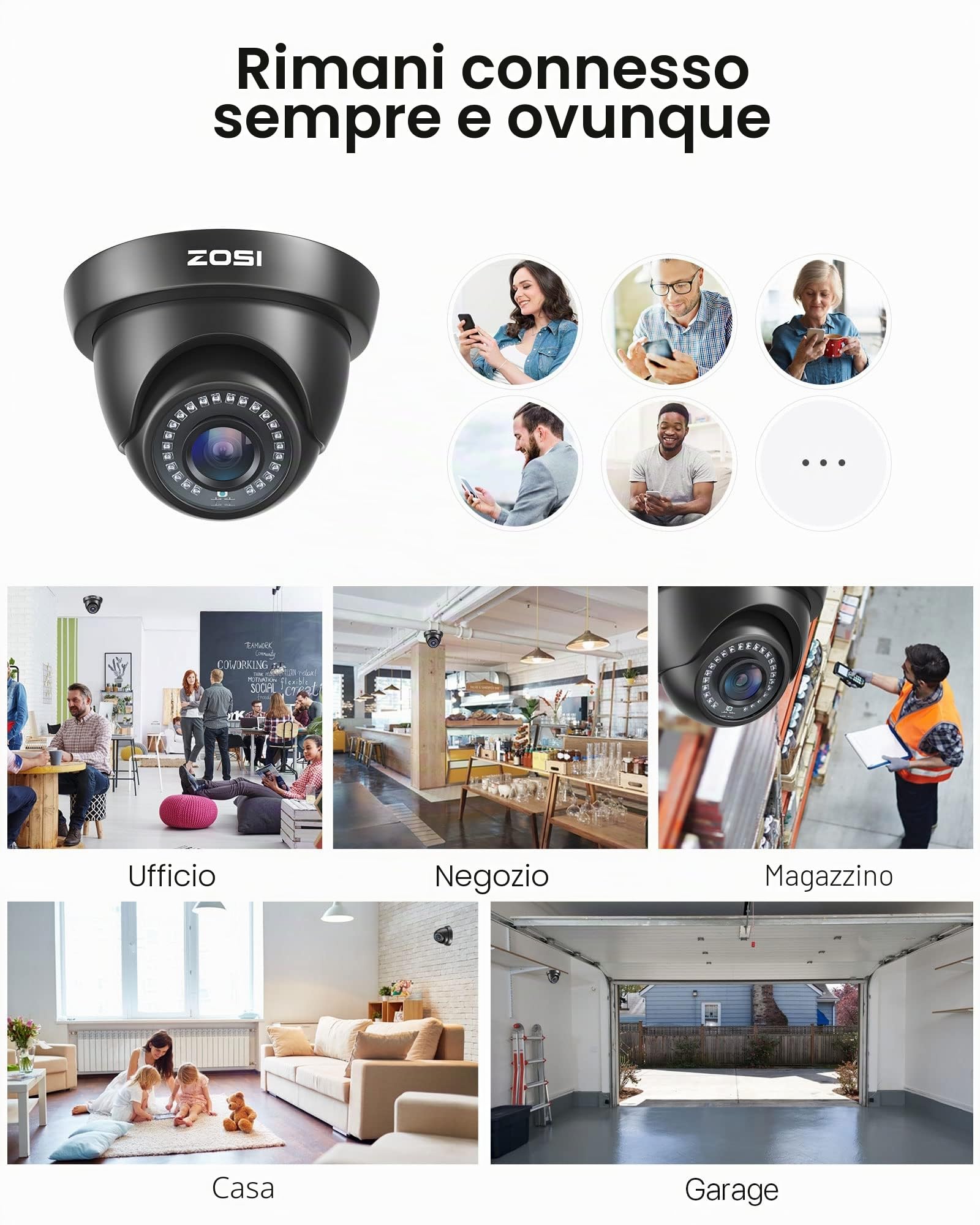 ZOSI 1080P 4pcs TVI Kit telecamere di sorveglianza video 20 m Visione notturna - Compatibile con registratore di tipo HD-TVI
