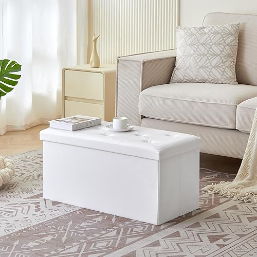 Miniatura 9 de VECELO Banco otomano de almacenamiento para el extremo de la cama de 43 pulgadas, reposapiés, taburete para dormitorio, pasillo, entrada, sala de