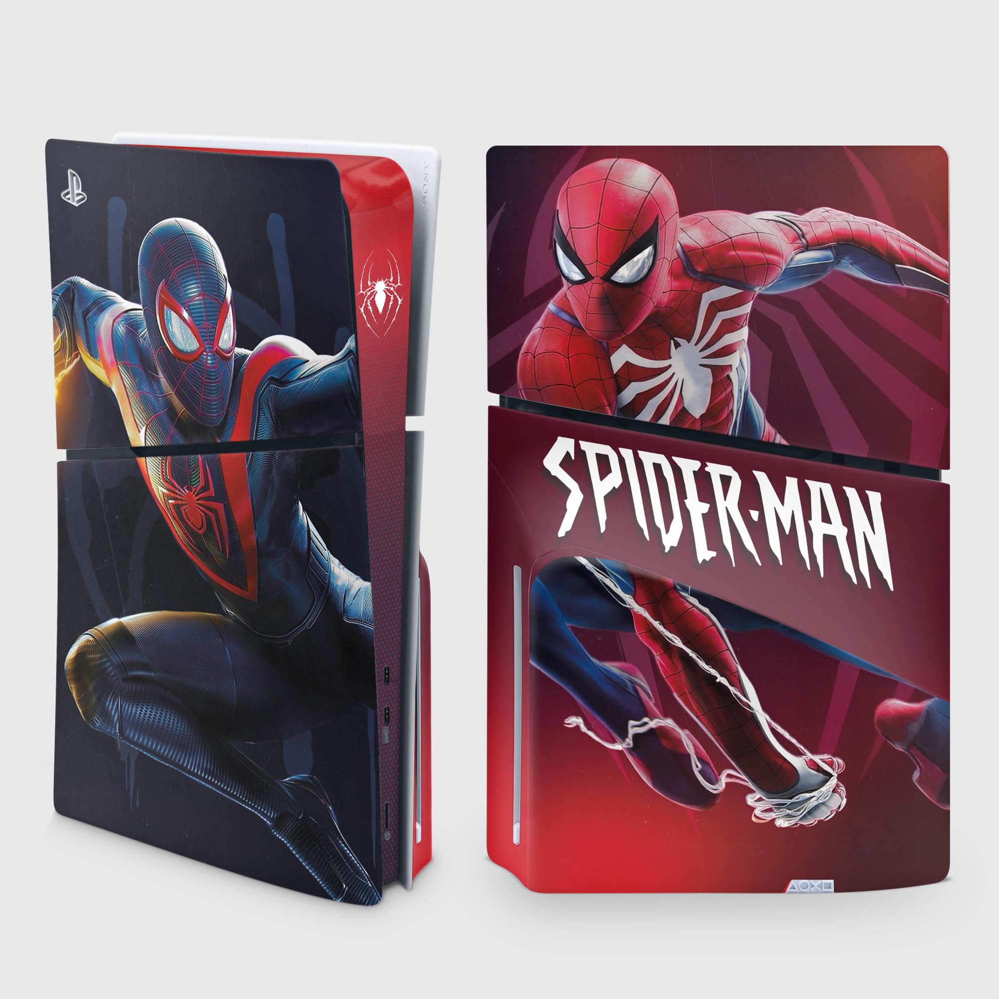Adesivo per la PS5 Slim Spider, adesivo per la PlayStation 5, console e controller, disco Slim Edition, skin Miles Moralles (1 controller)