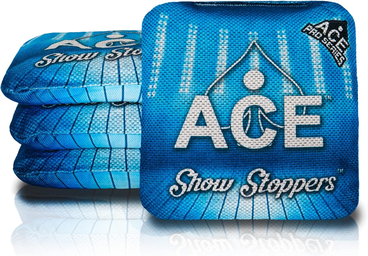 Show Stoppers | ACE Pro Cornhole Bags + PRO Kits | Dual Sided Slick Slicker All Weather | Optional Bag Break in and Carrying Case | Set of 4