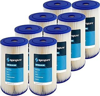 SpiroPure SP-EC20-BB 10x4.5 20 Micron Pleated Polyester Sediment Water Filter Cartridge ECP20-BB 255491-43 (Case of 8)