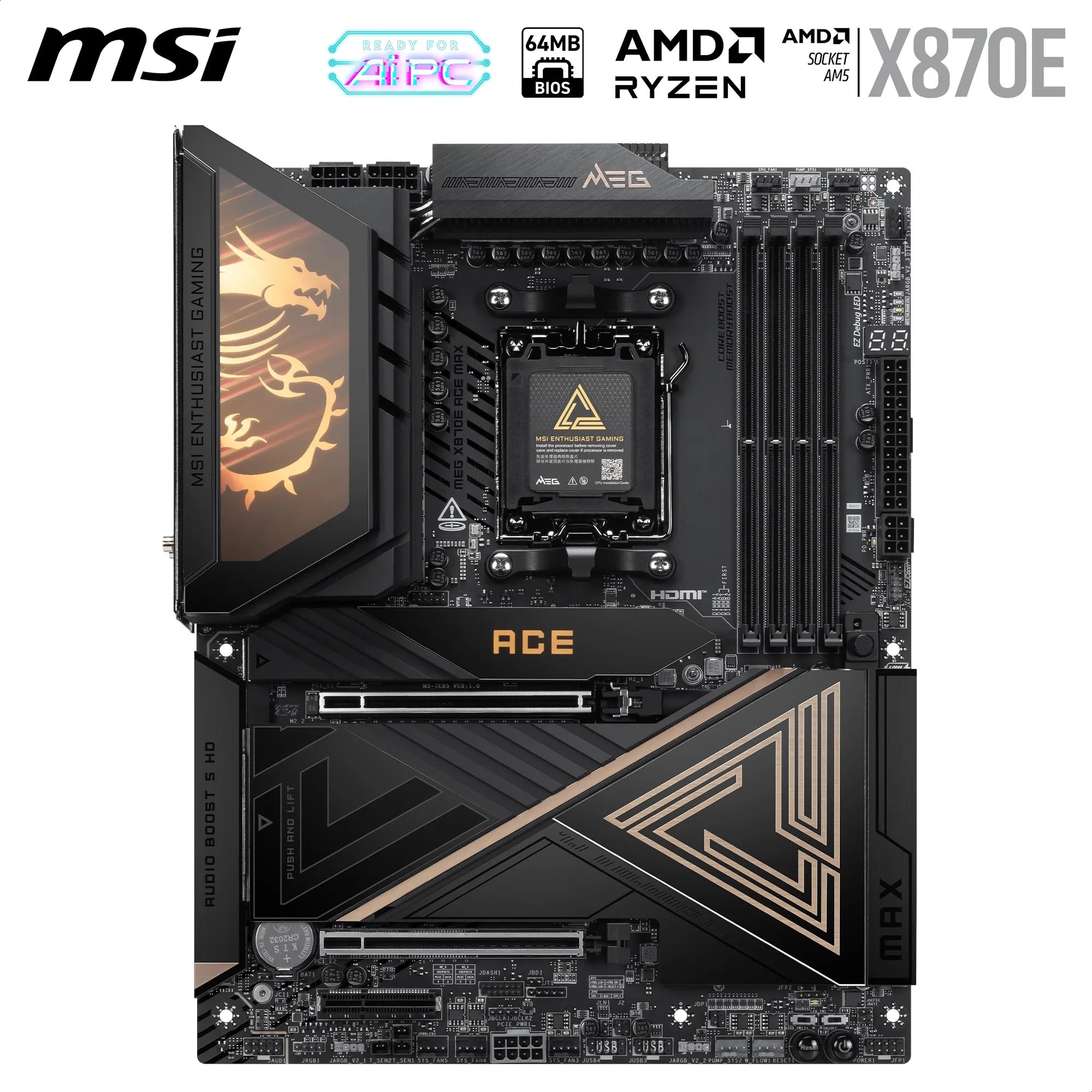 MSI Placa mãe para jogos MEG X870E ACE MAX (processadores AMD