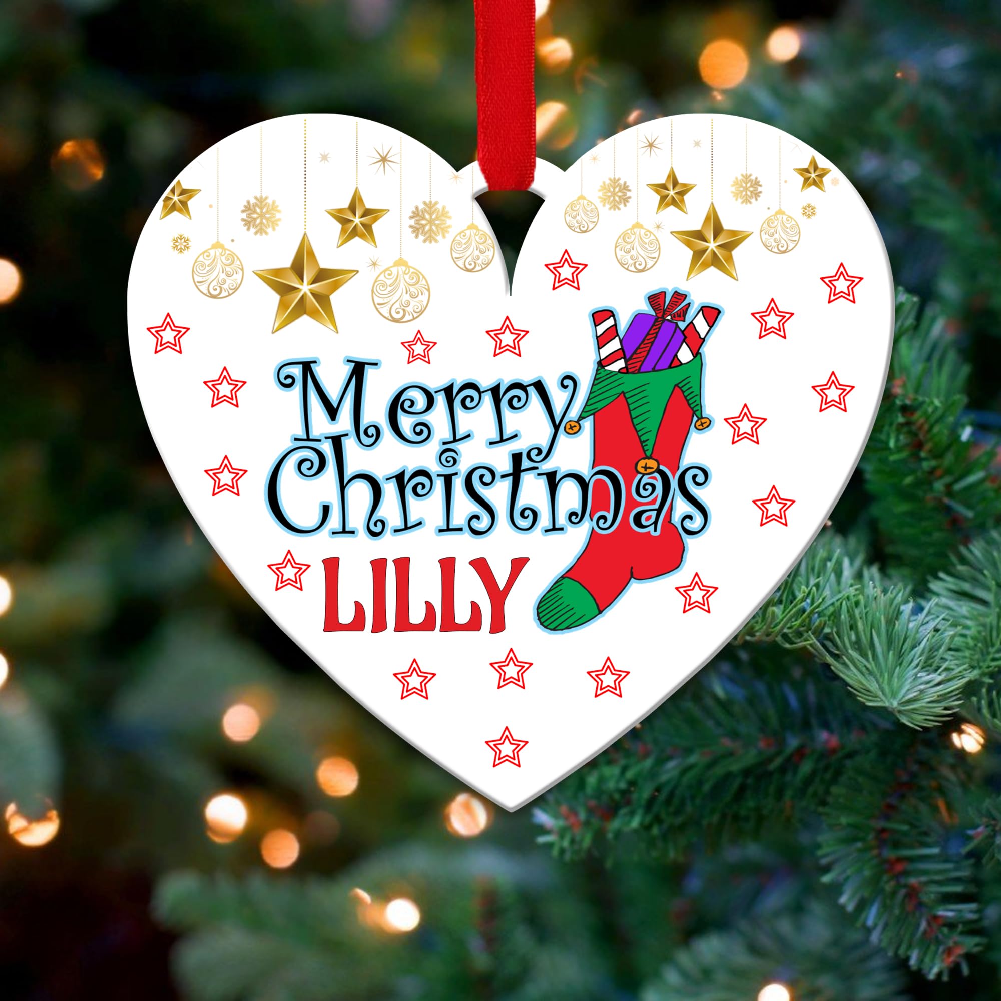 Personalised Christmas Tree Decorations Baubles with Customised Name | Acrylic Xmas Tree Decoration Hanging Ornaments | Personalised Bauble Gifts for Xmas Decorations