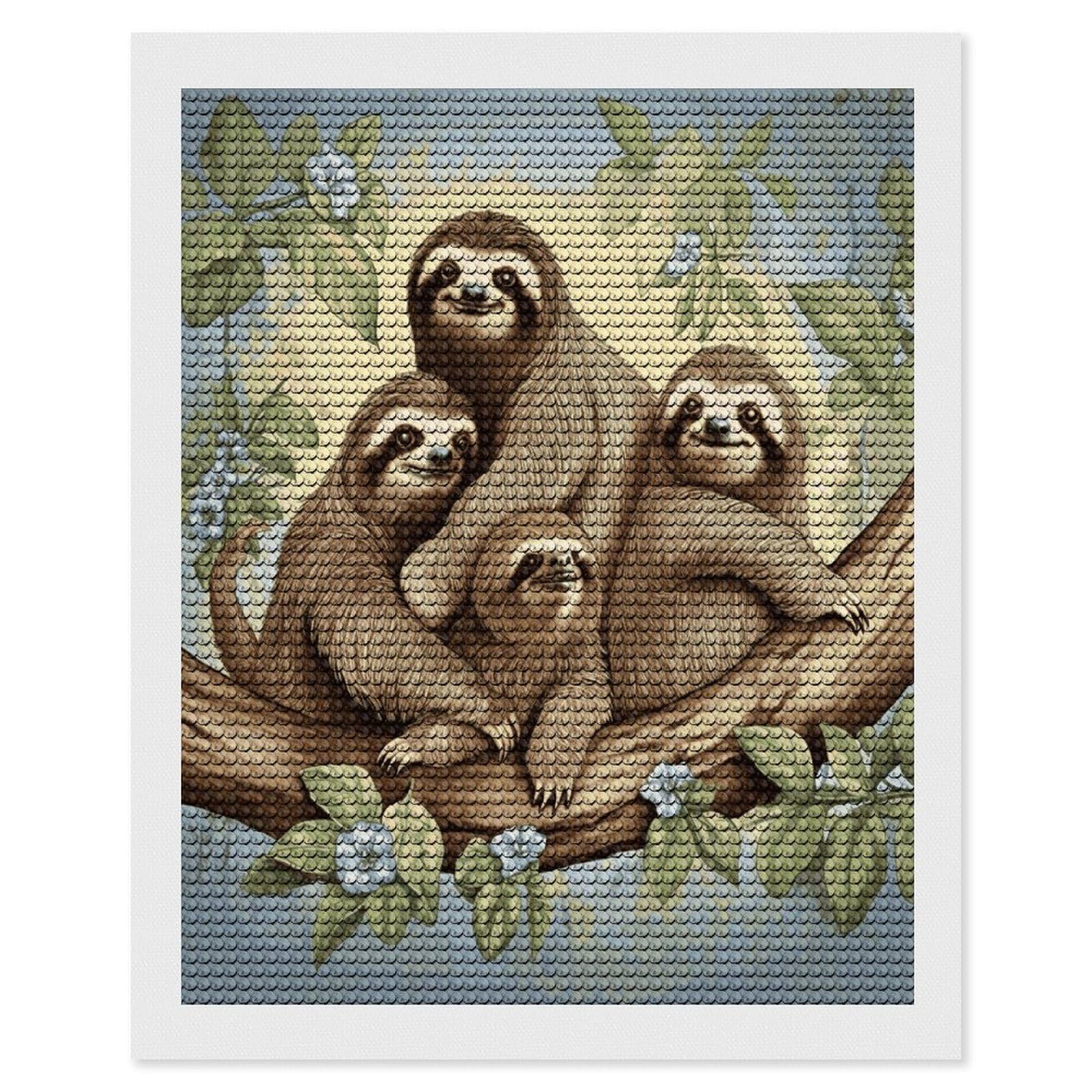 LDGSUPH Sloth Family Diamond Painting Kits for Adults Paint with Diamond Pictures Art DIY Full Drill Diamond Dots Painting Personalized Diamond Photo for Home Wall Decor Gift 16"x20"