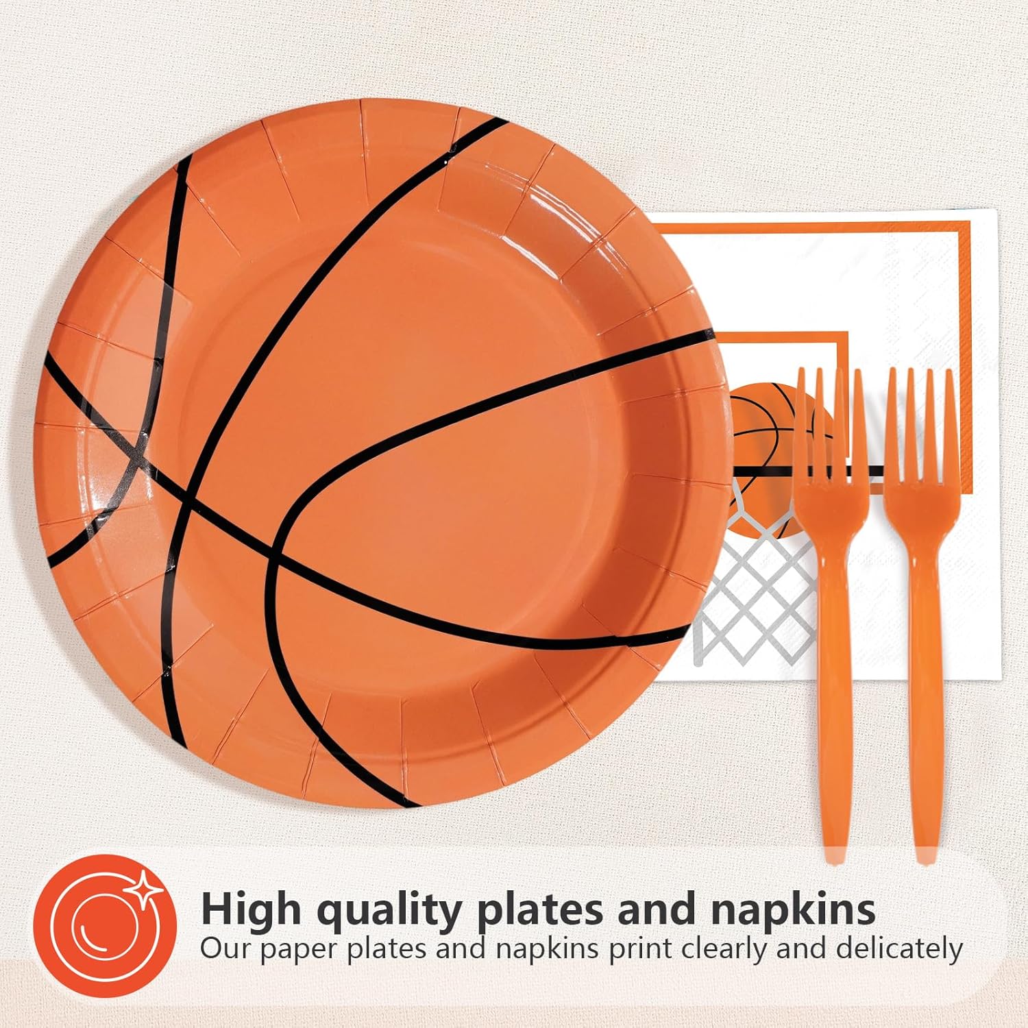 96Pcs Basketball Party Decorations Orange White Black Basketball Plates and Napkins Sports Theme Birthday Decorations Favors for Boys Sports Themed Birthday Baby Shower Party Supplies Serves 24 - Image 2