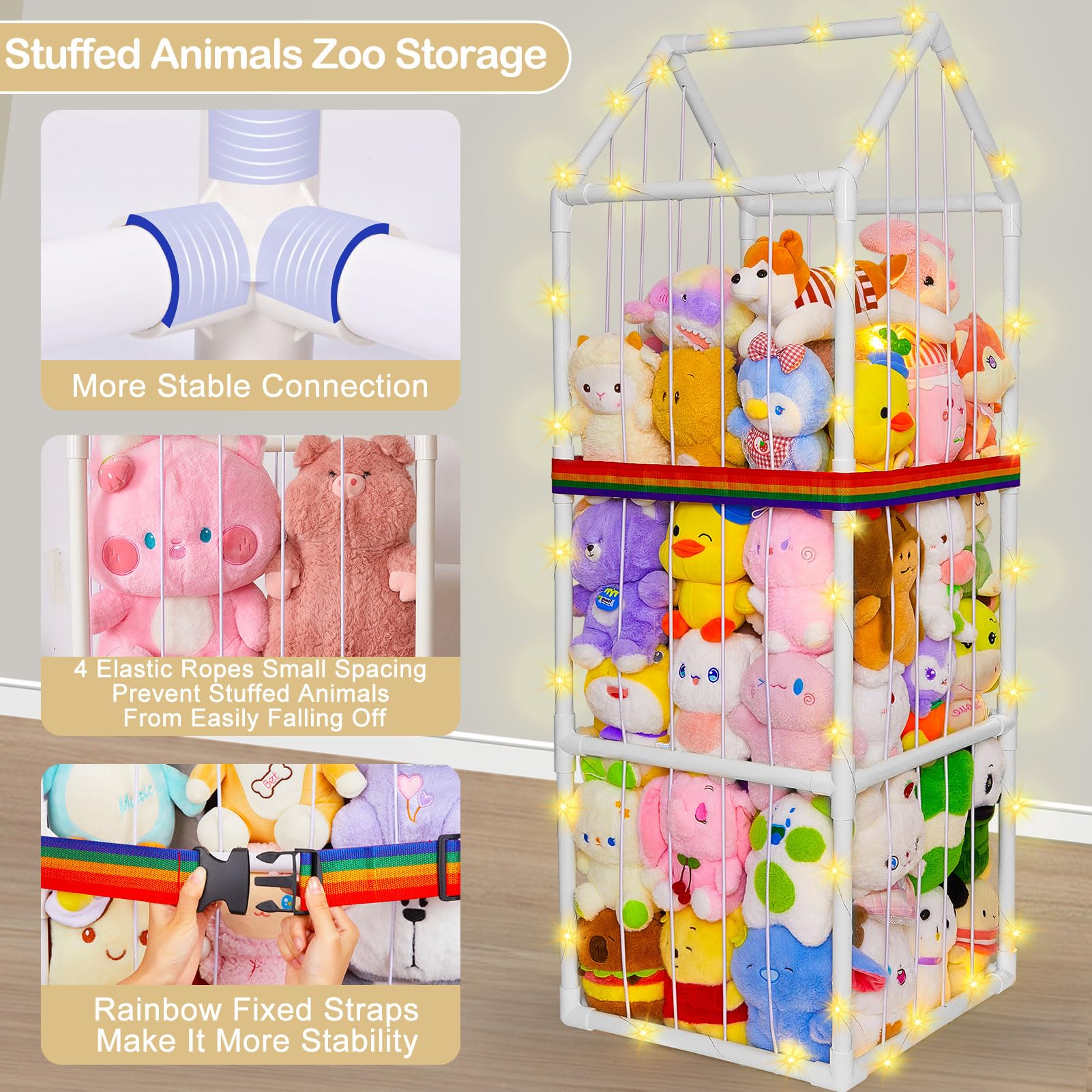 Unicorn Castle Organizador de almacenamiento de juguetes de peluche para unicornios, soporte de animales de PVC para niños, estante para sala de juegos y guardería