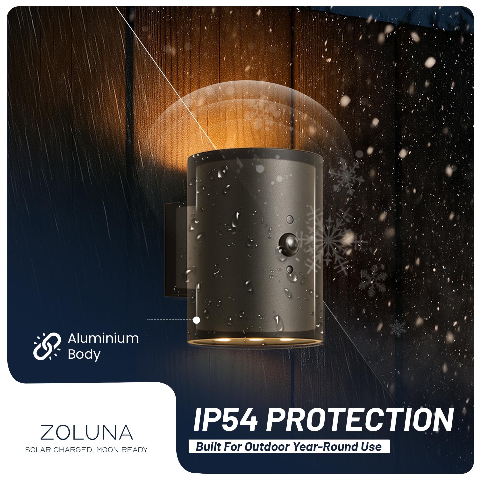 ZOLUNA Willem Solarlampen Für Außen Mit Bewegungsmelder, 3000K, IP54 Wasserdicht, LED Solarleuchten Für Aussen, Solarlampen Für Außen Wand, Solar Wandleuchte Aussen, Ø10,8xH15cm, Rund