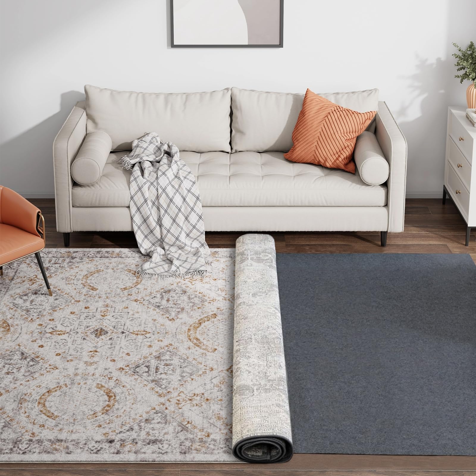 120x220cm Vilten tapijtonderlegger, antislip ondertapijt met rubberen achterkant, beschermende bekleding onder het tapijt, geschikt voor hardhouten 120x220cm Vilten tapijtonderlegger, antislip ondertapijt met rubberen achterkant, beschermende bekleding onder het tapijt, geschikt voor hardhouten