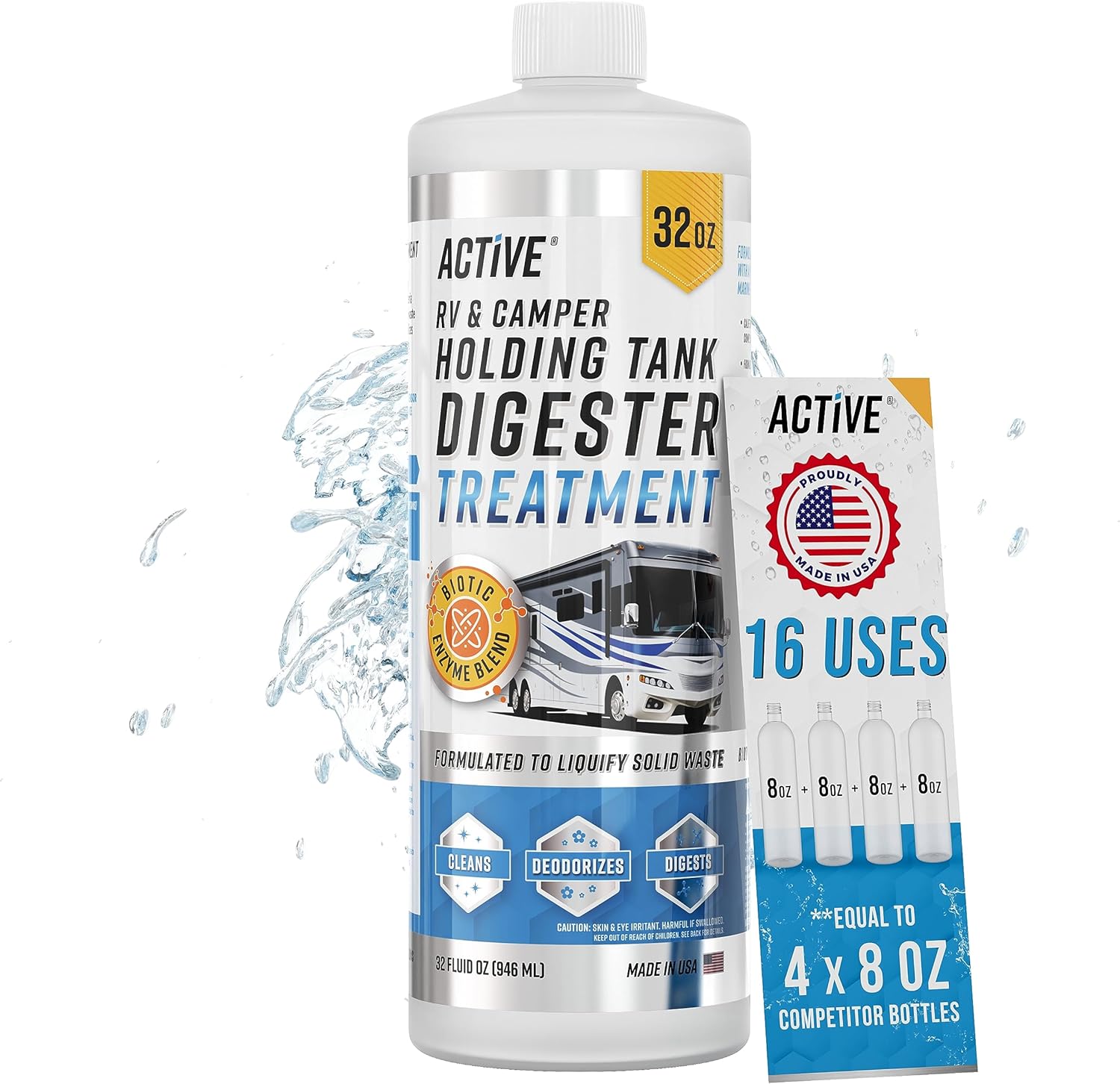 RV Black Tank Treatment Toilet Chemicals 16 Treatments Waste Digester for Holding Tank, Gray