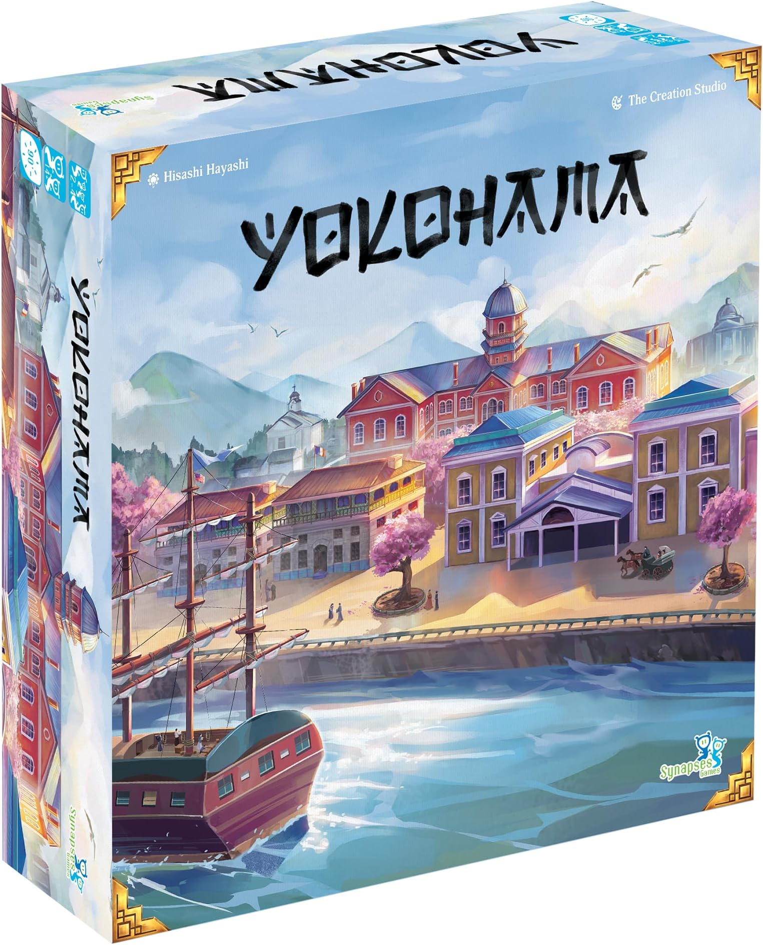 Synapses Games | Yokohama | Strategy Board Game | Worker Placement Set in Japan | 2 to 4 Players | 90 Minutes | Ages 14+