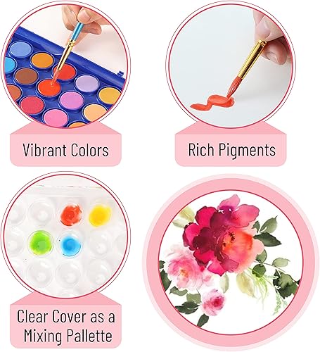 Miniatura 4 de Mr. Pen - Juego de pintura de acuarela, 40 piezas, 36 colores, pinturas de acuarela, 4 pinceles, pintura de acuarela no tóxica, juego de acuarela