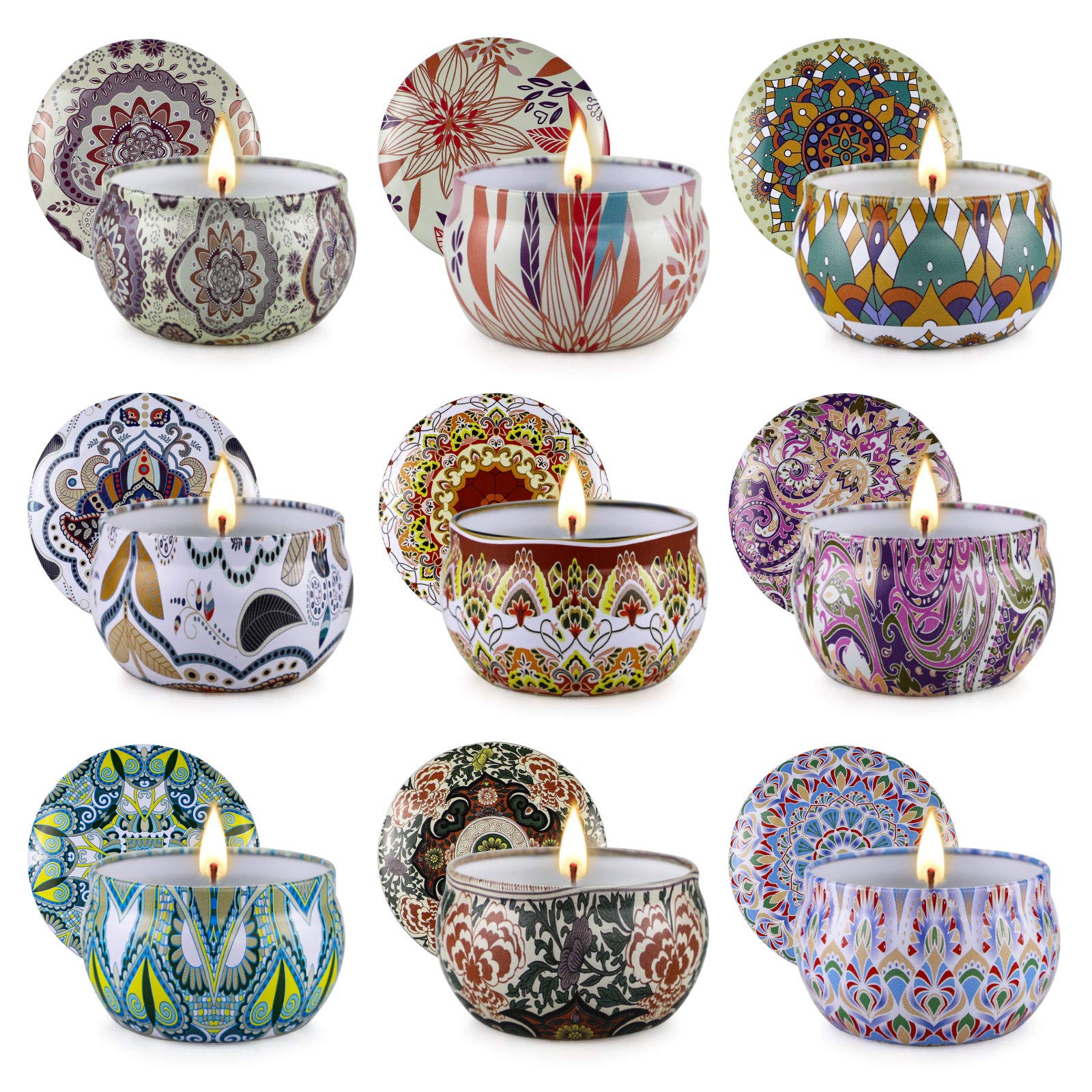 Velas Perfumadas Juego de 9 Piezas, Velas Aromaticas, Cera de Soja, Aromaterapia Decoración Yoga Baño Dormitorio, Relajación Fiesta Boda Baño Yoga Cumpleaños Aniversario Regalos
