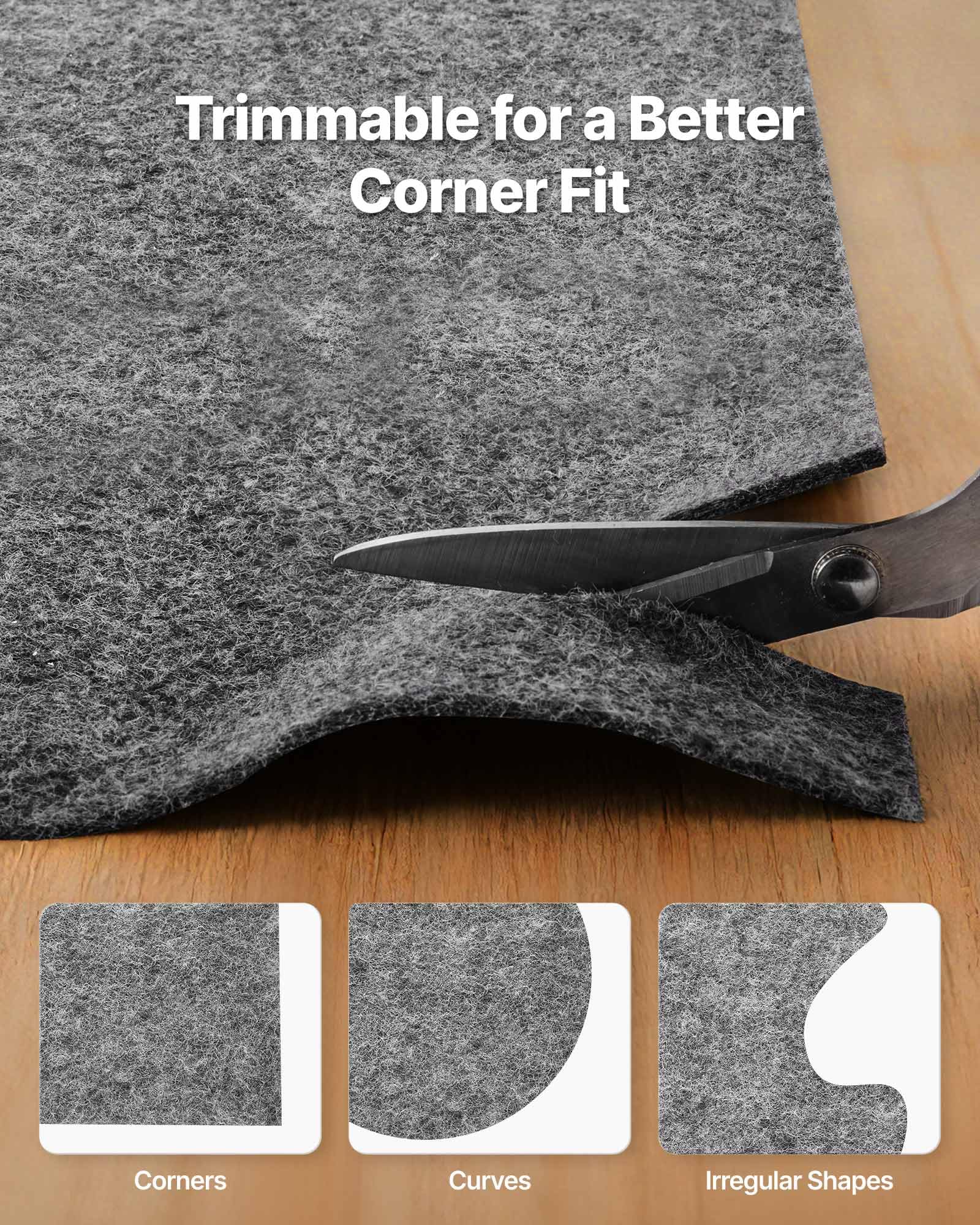 VEVOR Ferma Tappeto Antiscivolo da 2743,2 x 3657,6 x 3 mm, Rete per Tappeti con Cuscino in Feltro a Doppia Superficie e Antiscivolo in Gomma, Protezione per Pavimenti in Legno per Pavimenti, Finiture