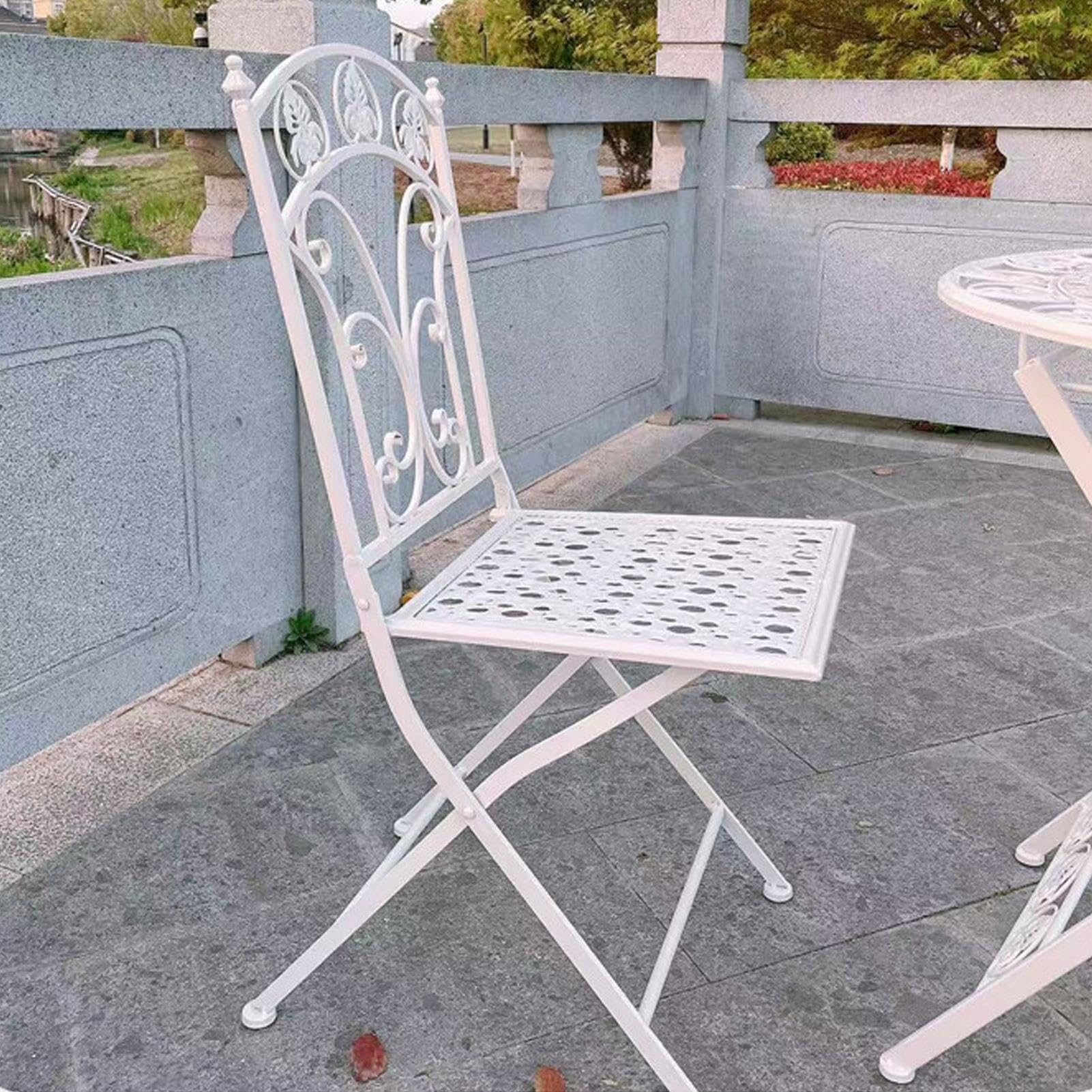 Set Bistrò Pieghevoli Bianche, Tavolo E Sedie Metallo 3 Pezzi