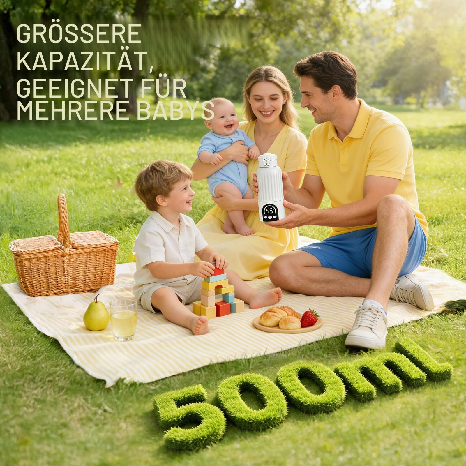 Flaschenwärmer Baby Unterwegs,Sterilisationsfunktion,35–70°C,500Ml | Schnelles Aufheizen,Tragbarer Flaschenwärmer,Hohe Wärmespeicherung,Mobiler Flaschenwärmer Baby Für Muttermilch,Nacht,Ausflüge
