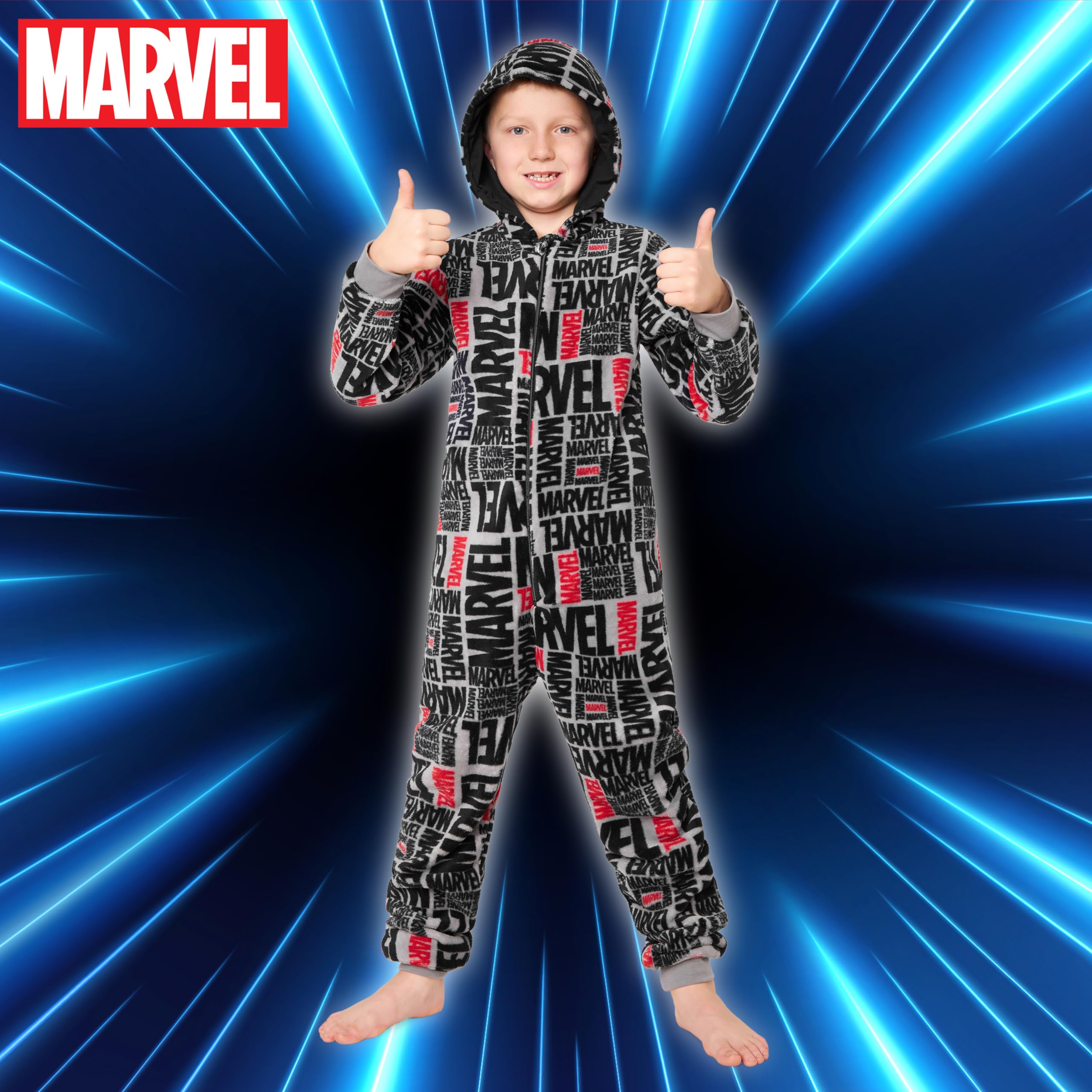 Marvel Combinaison Pyjama Enfant Garcon Surpyjama Grenouillère Garcon en Polaire Onesie Enfant Ado 9-15 Ans Avengers