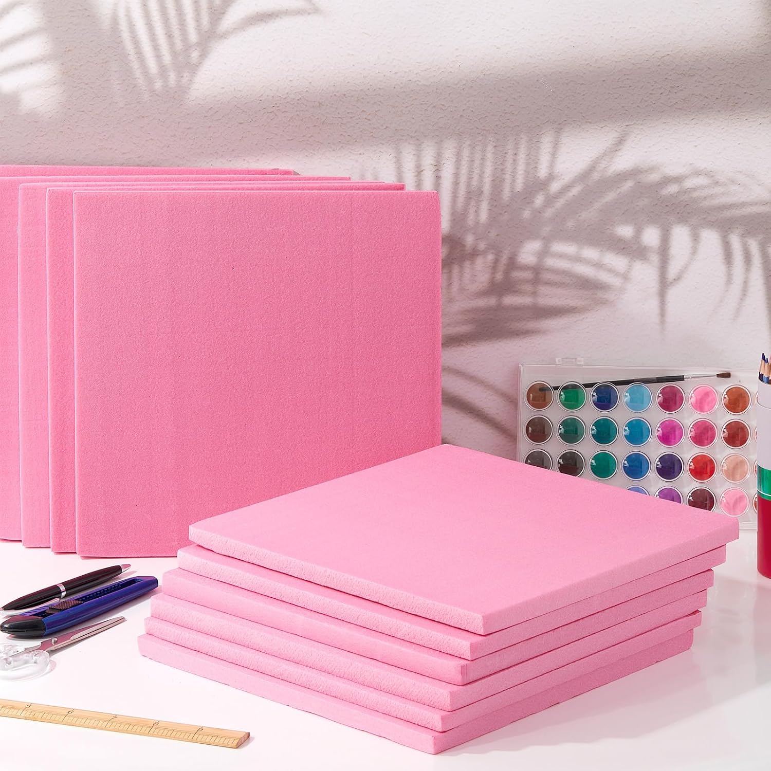 Frienda 12 Pcs Foam Board Bulk XPS Foam Sheet Panel for DIY Crafts Sculpture Modeling Floral Arrangements School Home Office Art (12" X 12" X 1/2",Pink)