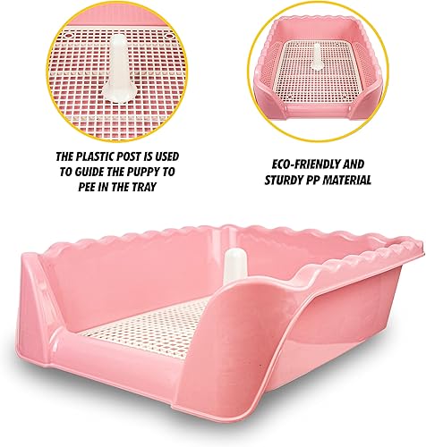 Miniatura 8 de Lutema Bandeja de orinal para perros de entrenamiento para interiores y exteriores, cajas de arena para cachorros pequeños y medianos (azul)