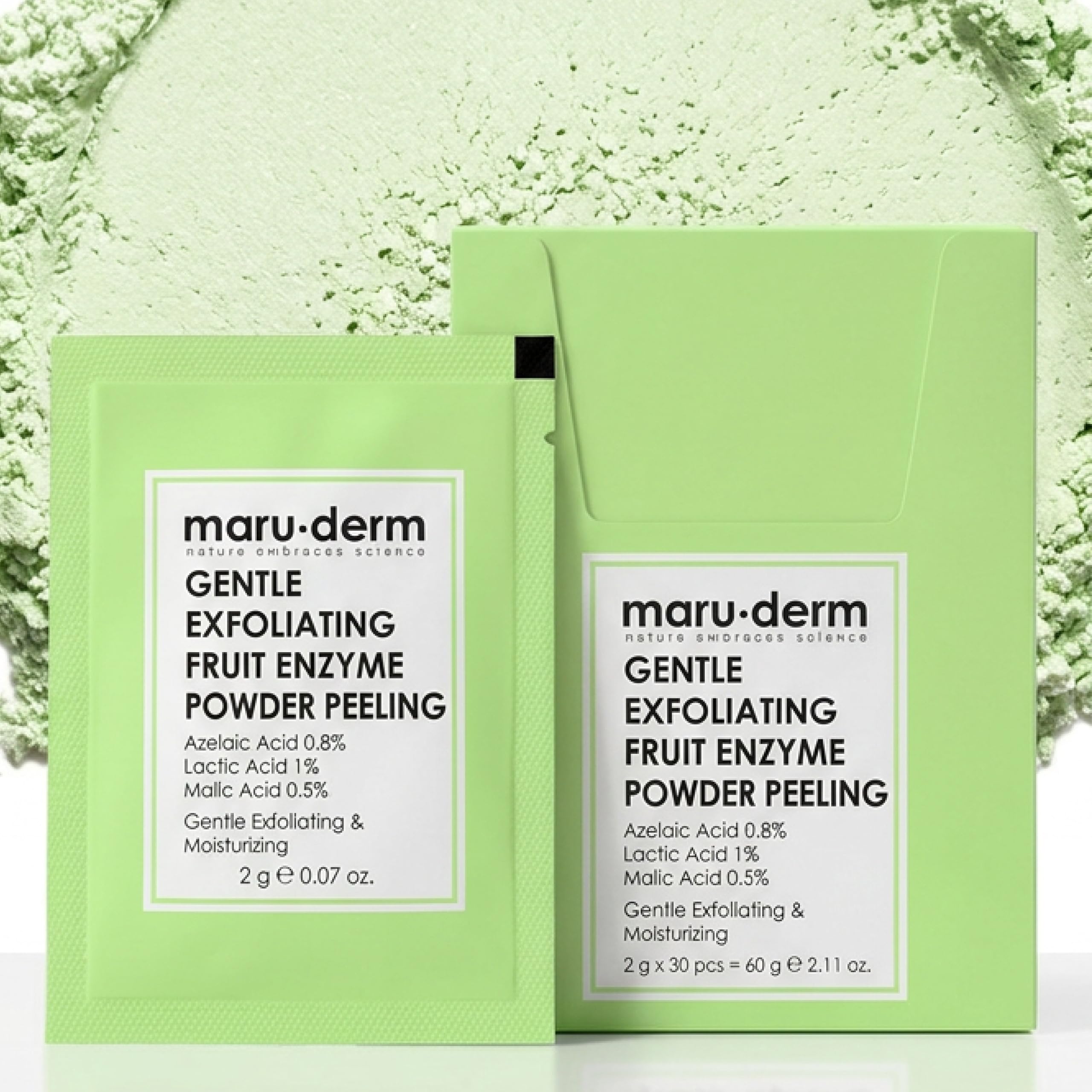Maruderm Polvere Esfoliante Delicata con Enzimi della Frutta – Esfoliante Levigante Viso con Enzimi Naturali – Detergente Profondo & Luminosità Intensa – 60 G