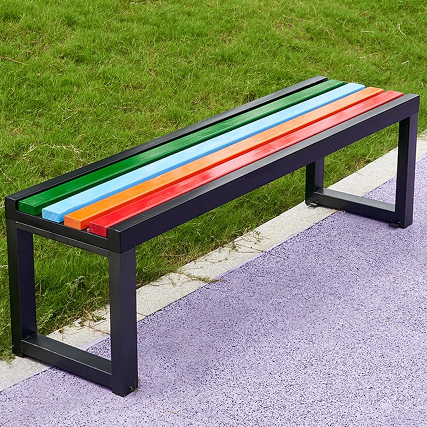 Modern Outdoor Garden Bench, Backless Patio Park Bench, Garden Bench, Slatted Seat Design, Leisure Park Bench Chair for Patio Porch Poolside Balcony(White,100cm)