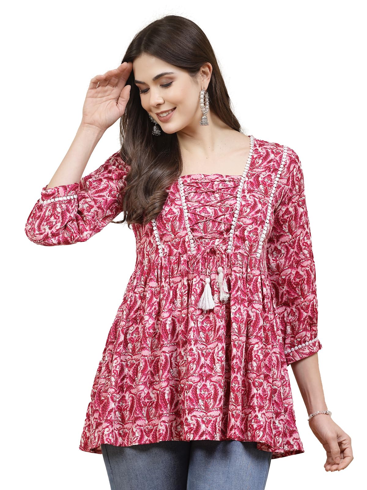 Stylum Women's Floral Printed Rayon Peplum Top