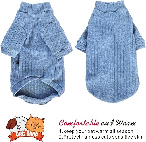 Miniatura 5 de Idepet Sphynx Suéter de gatos sin pelo, ropa suave para cachorros, lindo pijama de gato, ropa de algodón para mascotas, cuello alto de invierno para