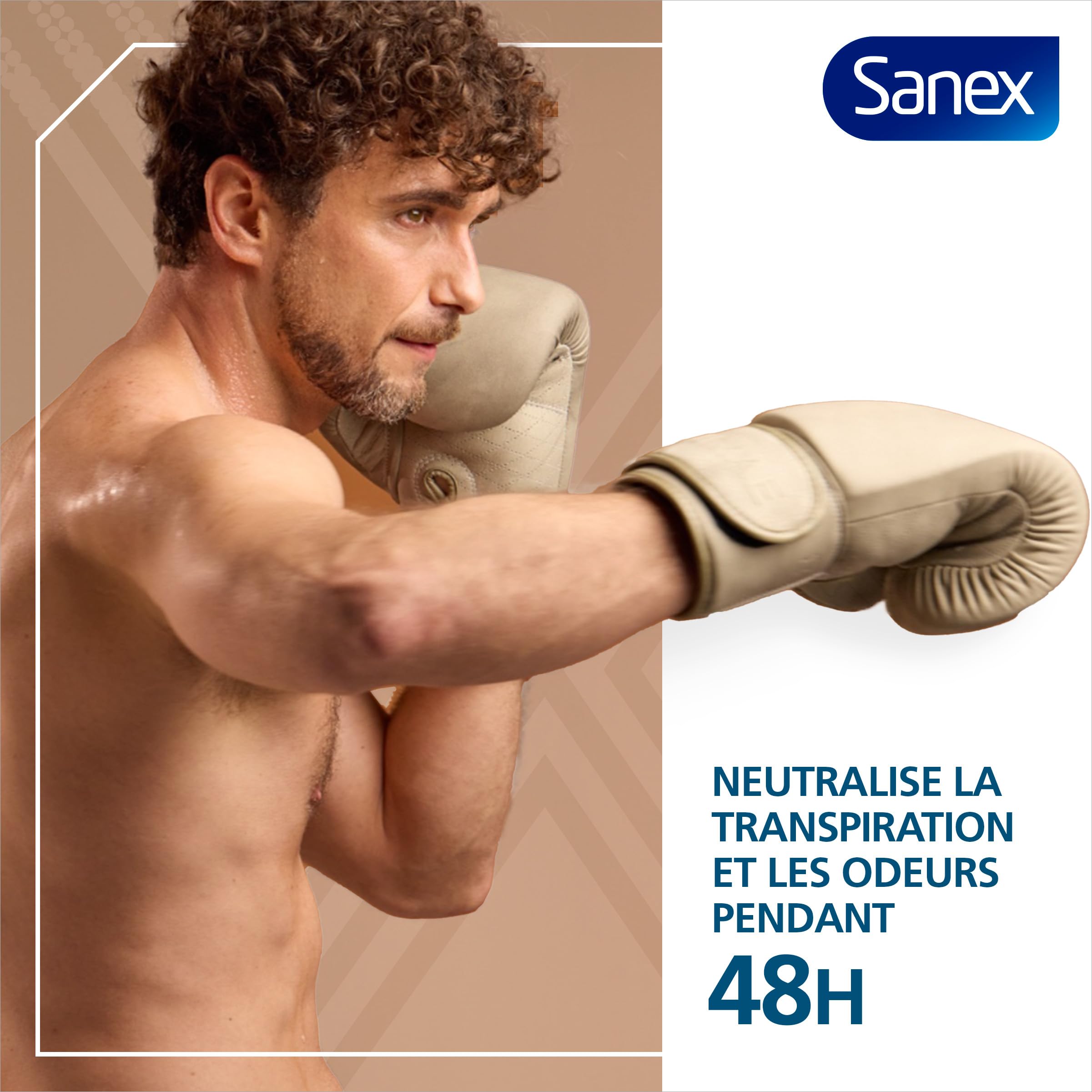 SANEX - Dermo Men Active Control 72 h Anti-transpirant homme – protection puissante contre la transpiration et les odeurs – sensation immédiate de peau nourrie – ne contient pas d’alcool - lot 6x50 ml