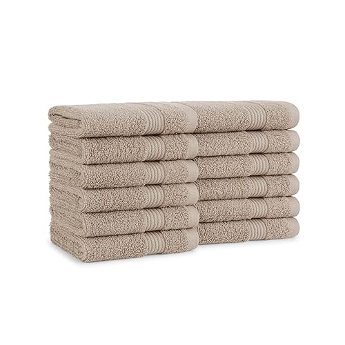 Arkwright Bath Washcloths 12 Pack - Super Soft 100% Cotton,