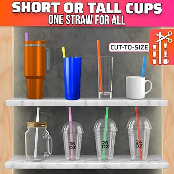 300 Pcs Boba Straws Individually Wrapped, Wide with Angled Tip | Disposable Boba Straw for Bubble Tea; 9.25 In, 0.4 In Wide; Cut-To-Size; Jumbo Straws for Smoothies, Milkshakes & Iced Coffee