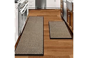 Kitchen Rugs and Mats Non Skid Washable Set of 2 PCS (Black)