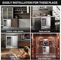 Vista 7 de BODEGA Refrigerador de vino y bebidas independiente de 30 pulgadas. Refrigerador de vino de acero inoxidable de doble zona bajo mostrador, enfriador