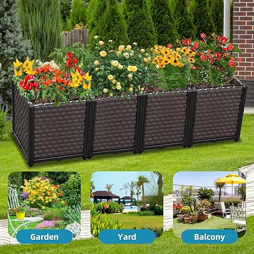 Miniatura 8 de Macetas Grandes para Plantas de Exterior - Profundizadas 20" de Altura, Camas Elevadas para Jardinería con Autoriego, Caja de Plantación Elevada con