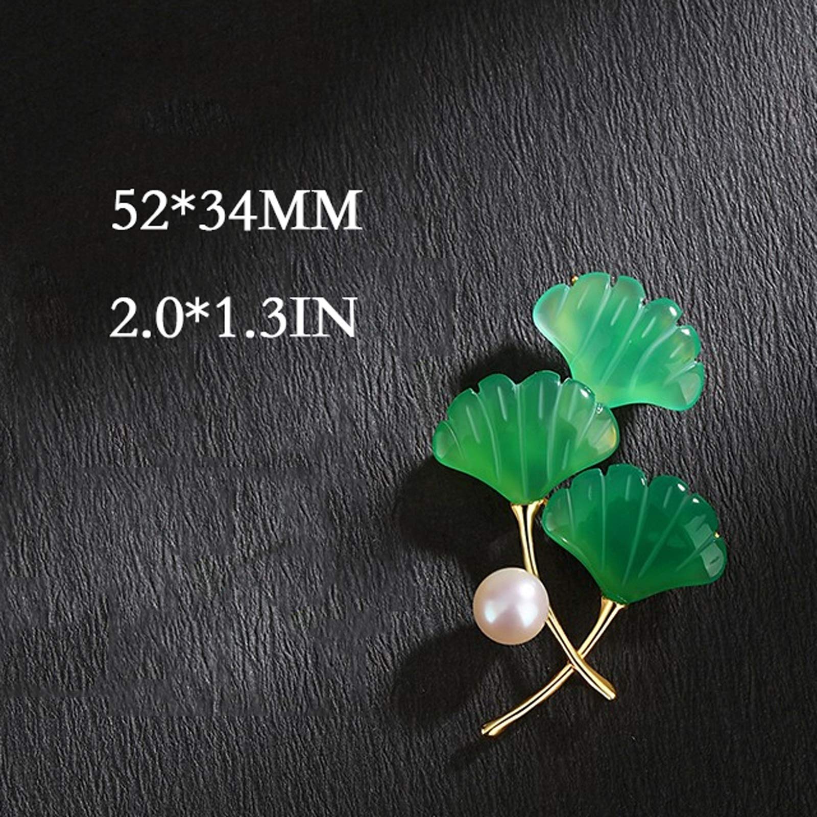 ZHSHYS Broschen für Damen, Ginkgo-Blatt-Brosche, Elegante Perlen-Chalcedon-Brosche, Mantel-Pullover-Brosche, Retro-Temperament-Corsage, Hochzeit, Party, Kleidung, Accessoires, modische Broschen