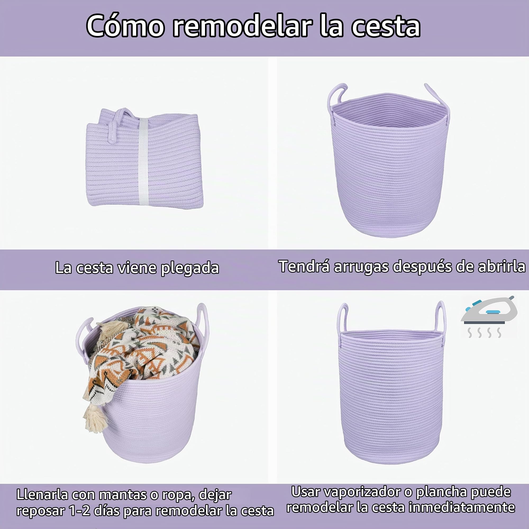 XUANGUO Cesta de cuerda para la ropa sucia, cesta tejida para almacenamiento para sala de estar, dormitorio, canastas altas de cuerda para mantas, juguetes, almohadas, toallas, bebé, cesta grande