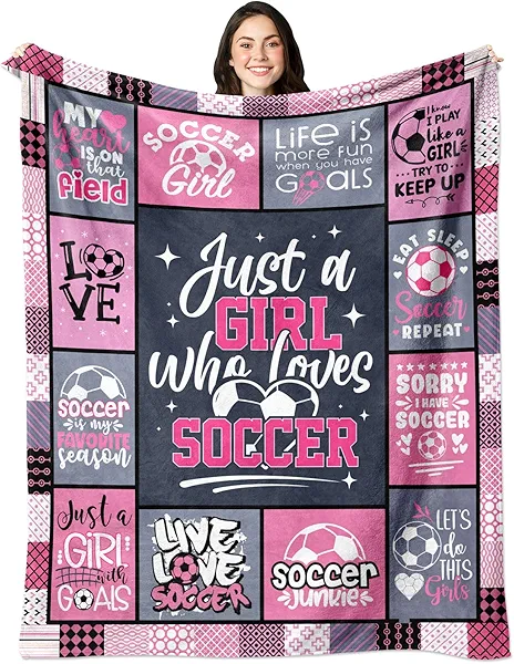 Paihvcn Soccer Gifts for Girls - Soccer Blanket for Girls 60"x50" - Soccers Stuff for Girl - Team Gifts for Soccers Lovers/Players/Teen Girl